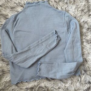 Garage Light Blue Lettuce Edge Knit Top